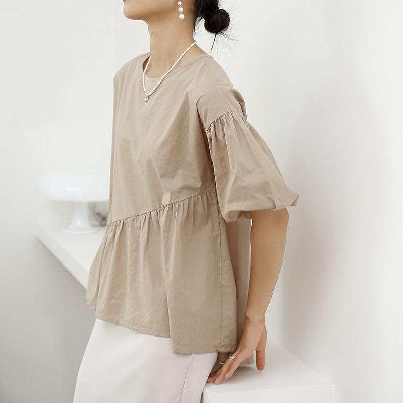 Summer Cotton Comfortable Shirt for Women Niche Design Irregular Cotton Shirt