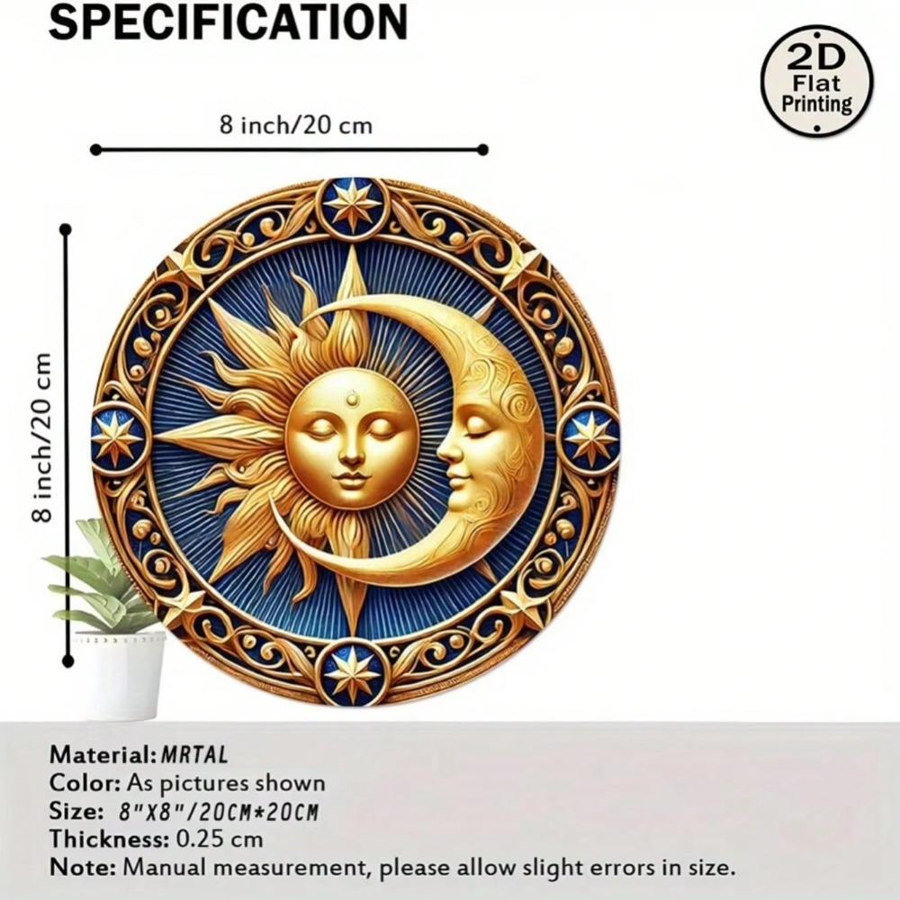 Vintage Sun Moon Metal Wall Art Golden Blue Home Decor Gift