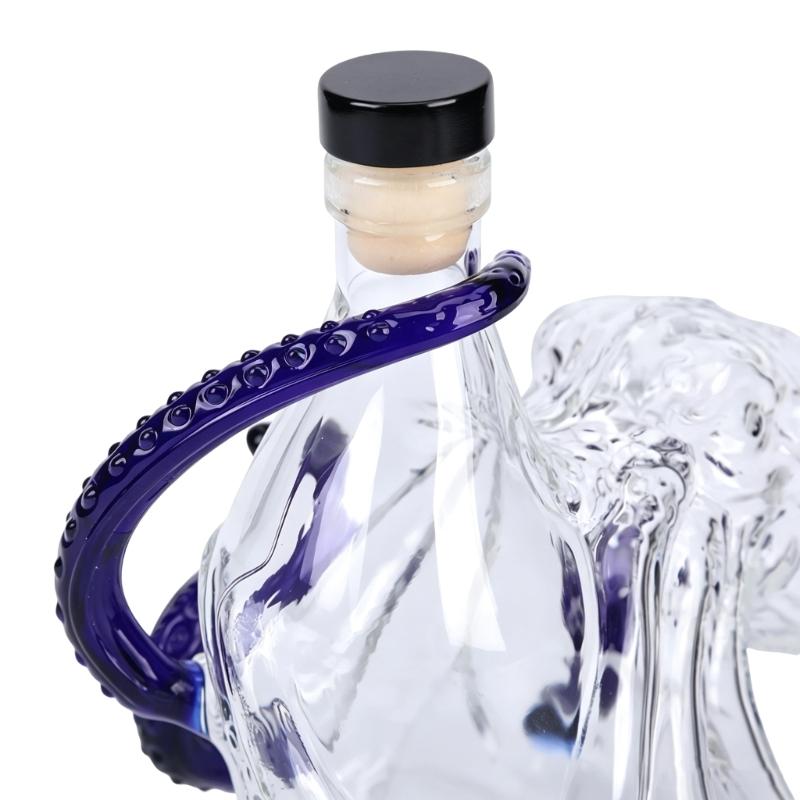 Exquisite Octopus Sculpted Glass Bottle For Liquid Dispensing And Artistic Display Transparent Color