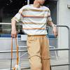Li Ning Cf Mars Sports Fashion Series Alien Relic Striped Loose Short Sleeve T-Shirt Men Tops Orange AHSR724-3