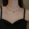 Freshwater Pearl Love Round Bead Necklace Design Sense Neck Chain Collarbone Chain Temperament Necklace Accessories