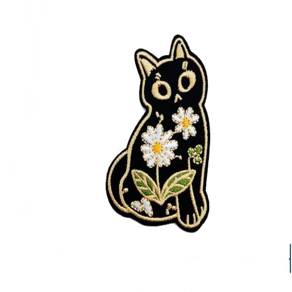 

10 шт., 2,55x1,73 дюйма, вышитая нашивка с цветочным котом для девочек