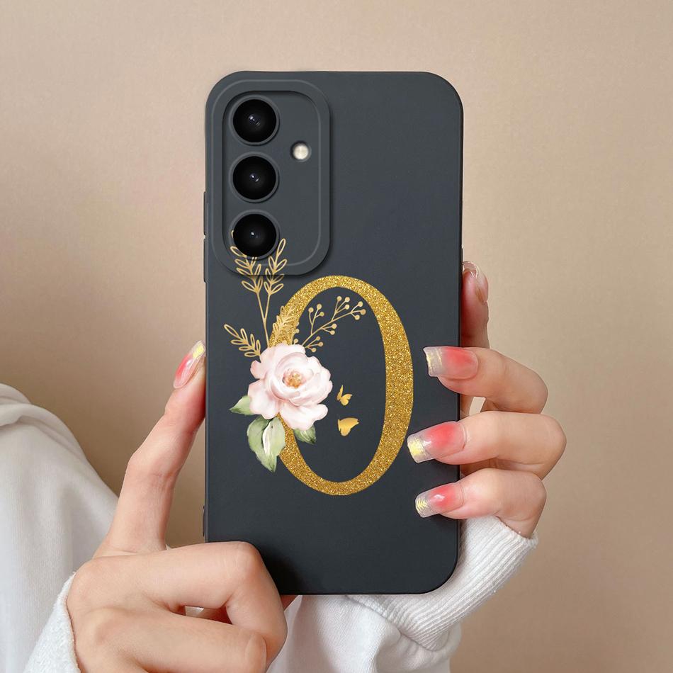 For Samsung Galaxy S25 Plus FE Case For Samsung S25 Ultra Rose Letter Back Cover Soft Liquid Silicone Anti Drop Phone Protectors