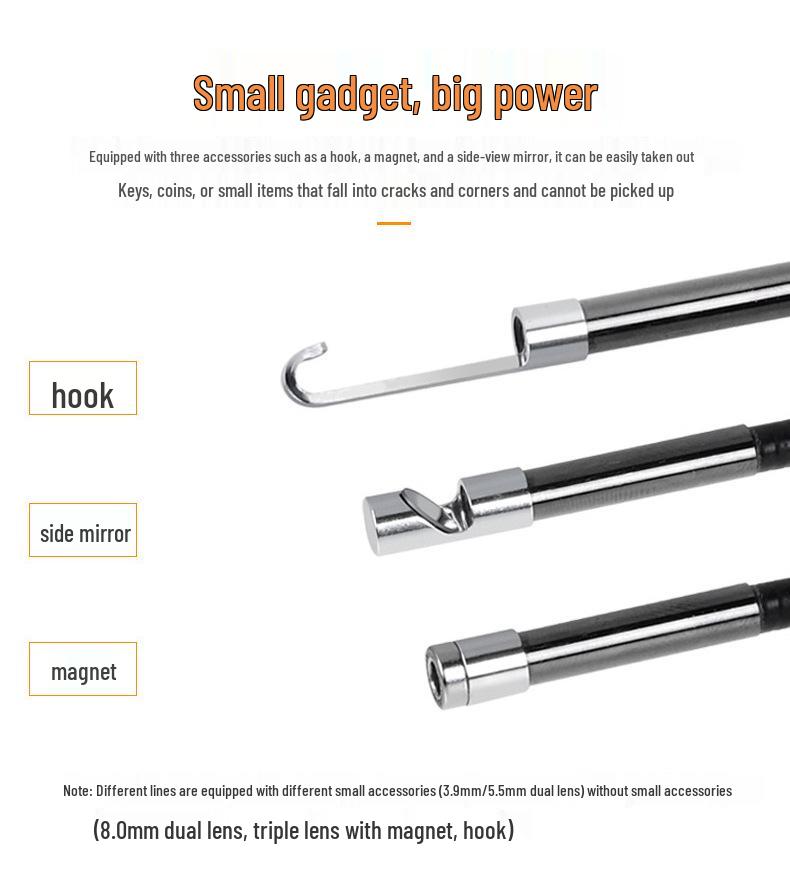 Adjustable Industrial Endoscope with 7.6mm Lens - 5m High-Definition Pipeline Inspection Tool