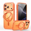 360° Rotating Stand Magnetic Orange Case For iPhone 17 Pro Max 17Air 17Pro Luxury Metal Button Folding Bracket Shockproof Cover