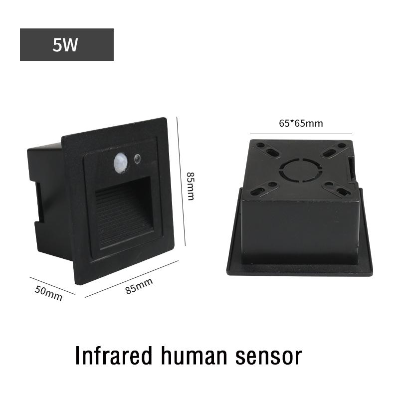 Recessed Led Wall Lamp Switch to Control Stair Case Light 3W 5W AC85-265V Step Lamp Corridor Lighting Indoor Wall Lighting