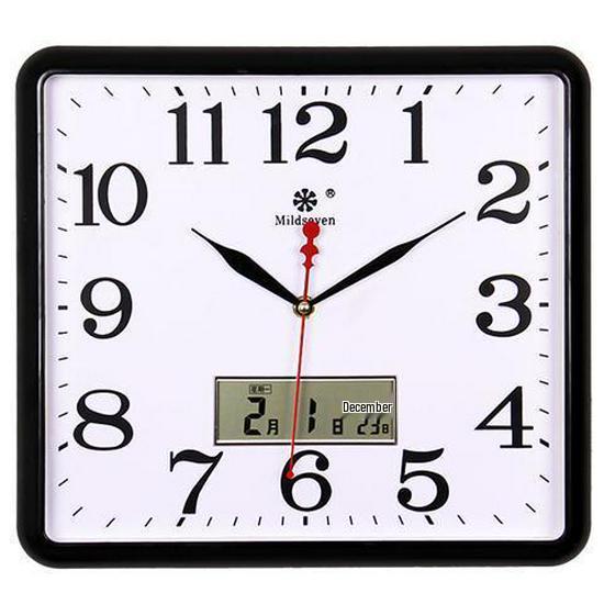 Silent Square Quartz Wall Clock with Perpetual Calendar - Creative, Fashionable Art Design for Living Room