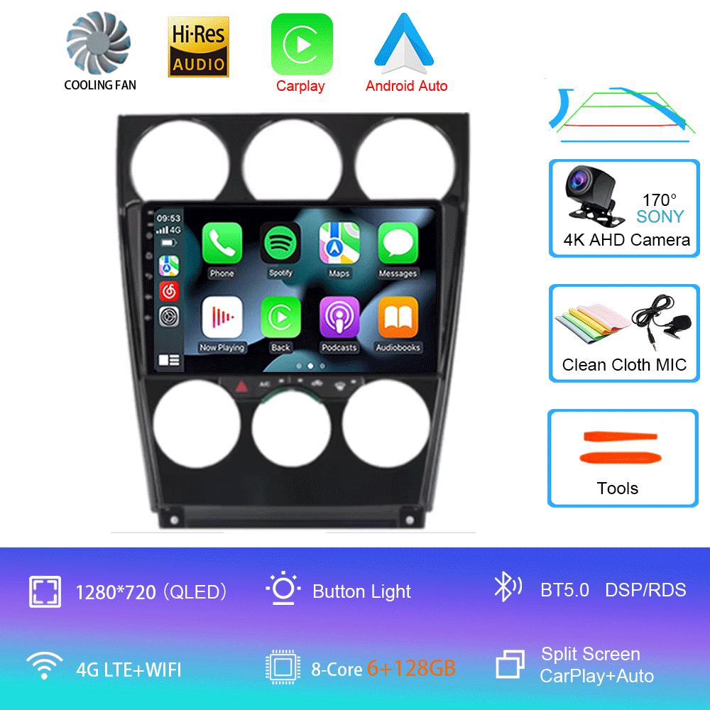 For Mazda 6 2002 2003 2004 2005 2006 2007 2008 Android 14 Car Player Navigation GPS Radio Multimedia Carplay 2Din 360 Camera RDS