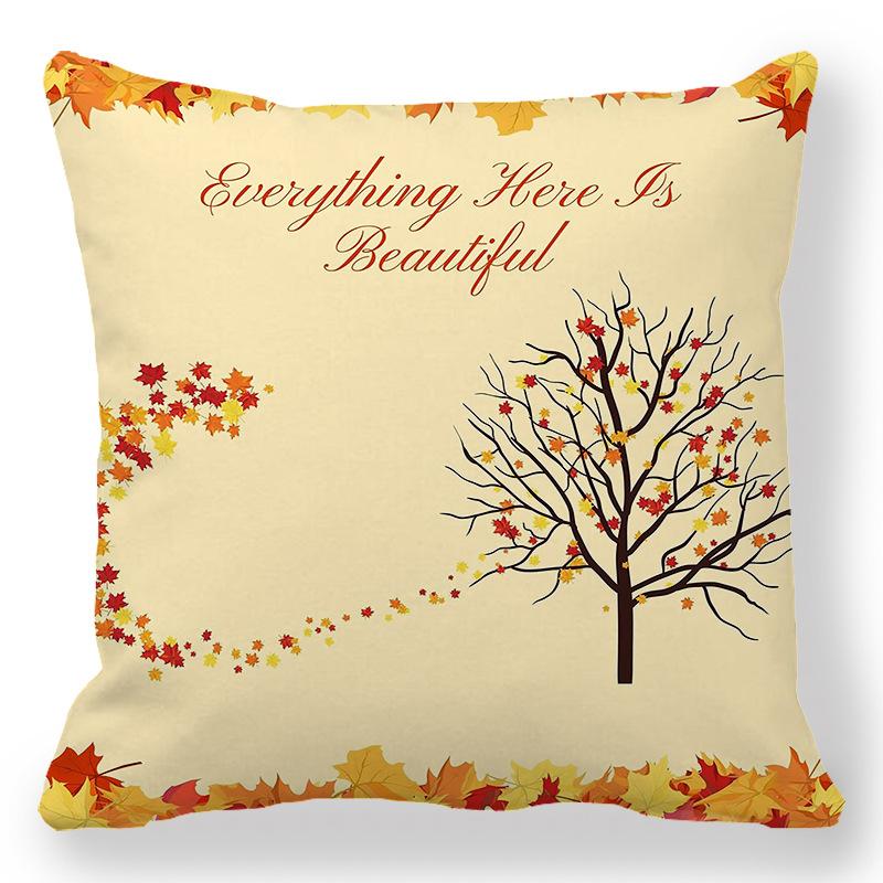 Thanksgiving Day Pattern Digital Printing Short Plush Pillow Covers for Car Sofa Office Cushion Cover Home Goods 60x60cm