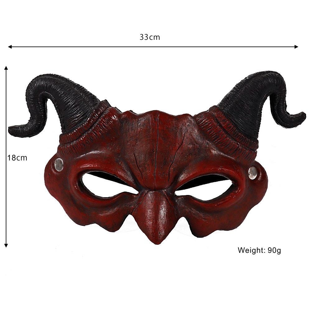 Red Devil Masks Horns Scary Horror Hornghost Ram Half Party Props Costume Dragon Face Cosplaycostumes