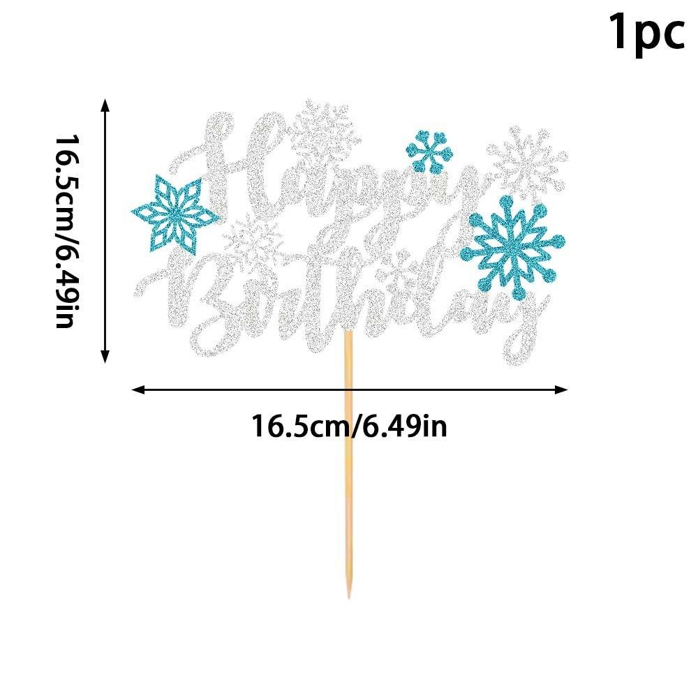 White Letter Snowflake Pattern Glitter Paper Birthday Cake Decoration Plugin