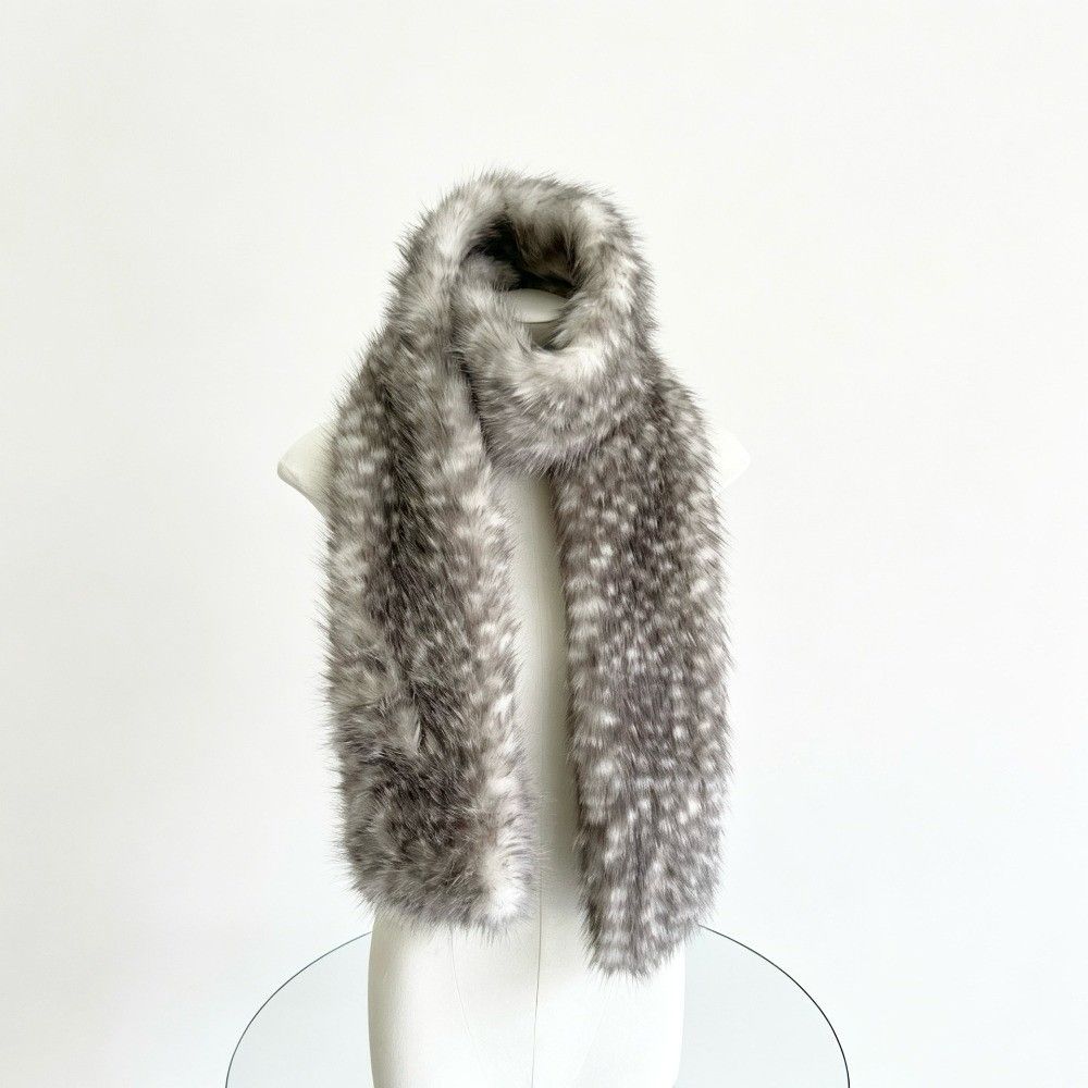 Thickened Plush Scarf Grey Deer Print Winter Shawl Soft Warm Scarf Winter