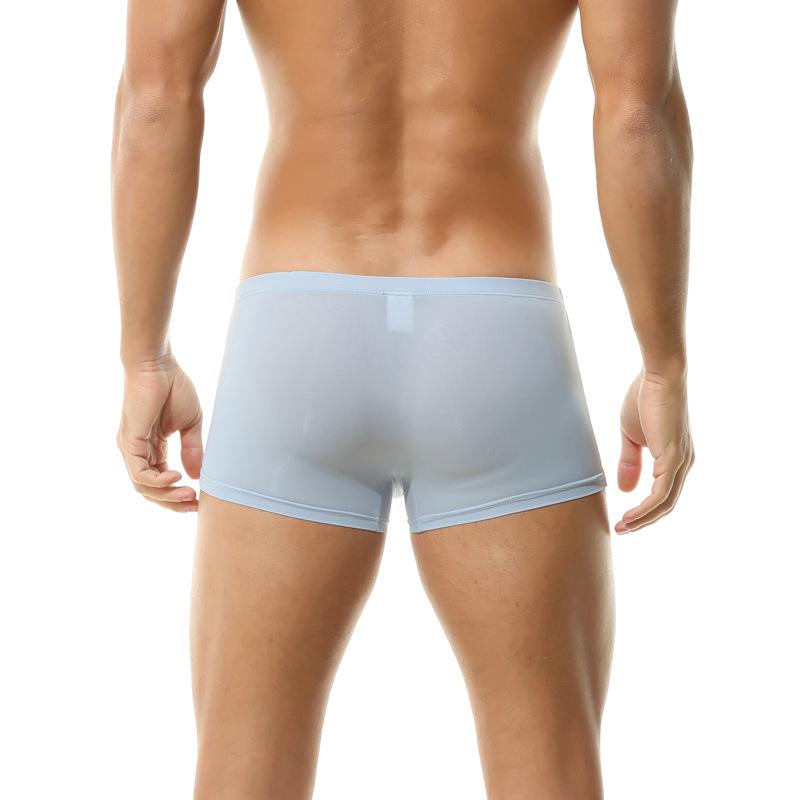 Thin Nylon Ice Silk Men's Semi-Transparent Boxer Briefs - Light Silk Square Leg Underwear