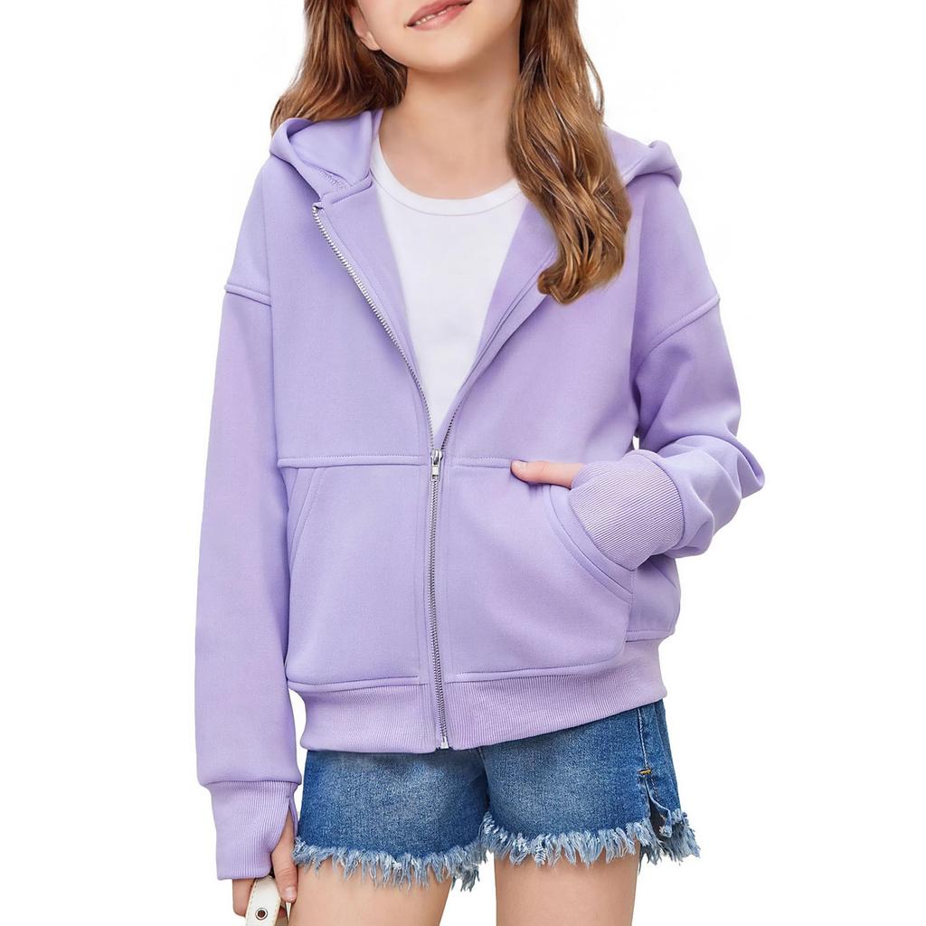 Girls' Color Long Sleeve Half-Zip Hooded Sweatshirt for Casual Everyday Wear