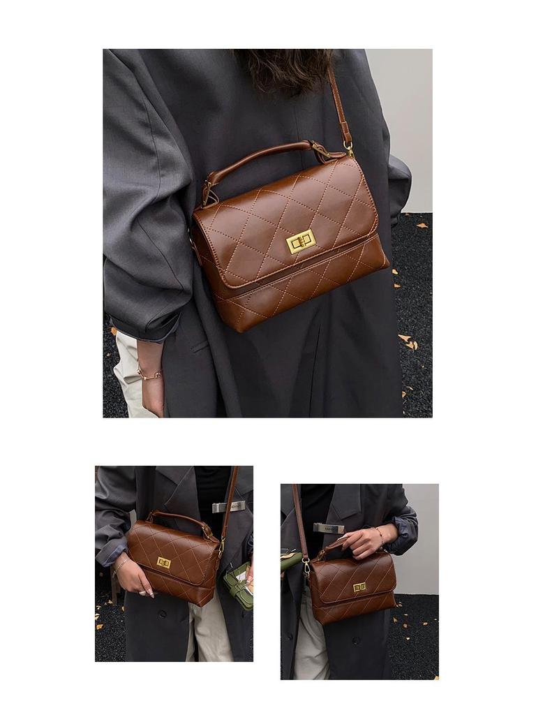 2025 Autumn Women's Frosted Diamond Pattern Chain Tote Shoulder Bag