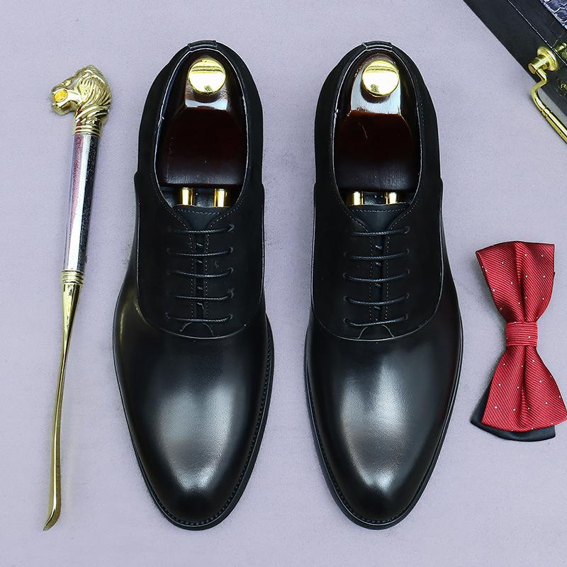 Business Leather Men's Leather Shoes Dress Foreign Trade Retro Leather Velvet Cowhide Oxford Shoes