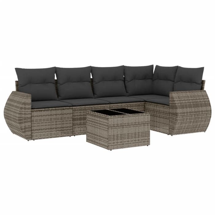 VidaXL Garden Lounge Set with Cushions 6 Pcs, Patio Sofas, Patio Furniture Set, Outdoor Furniture, Grey 3221339