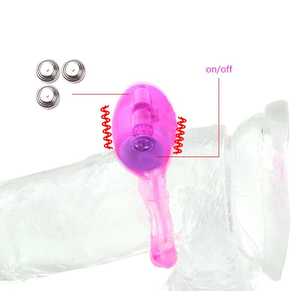 Vibrating Butterfly Cock Ring Clitoral Stimulator Penis Erection Enhance for Men