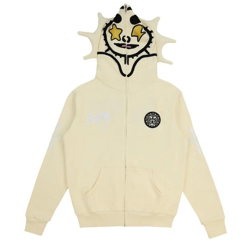 Men Casual Long Sleeve Flame Print Hoodie Pullover Streetwear Hip Hop Graphic Sweatshirt