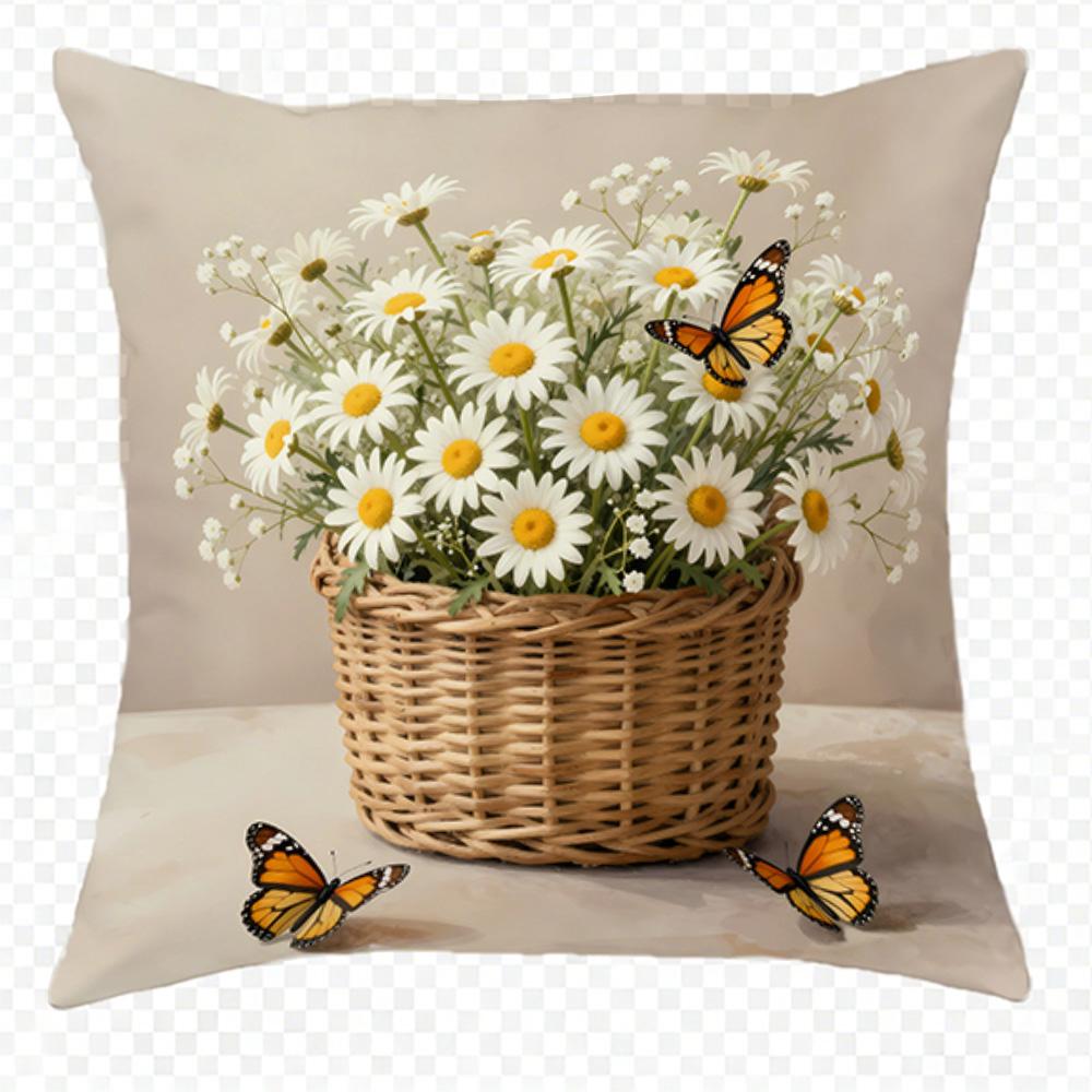 

1/4pcs Floral Pillow Covers with Charming Designs Sofa cushion cover home bedroom room decoration 45x45cm-1pcs