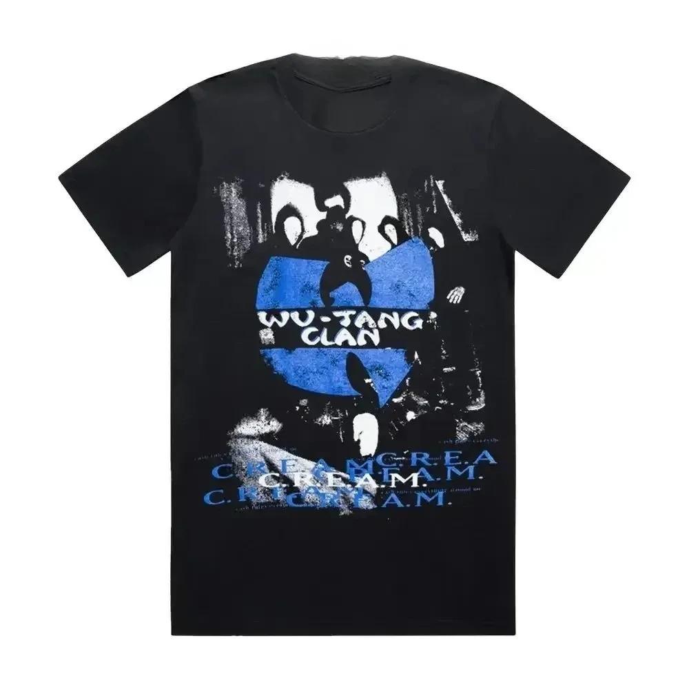 Wu-Tang Clan  C.R.E.A.M.  Classic Hip Hop Shield Graphic Unisex Heavyweight Cotton Oversized Streetwear T-Shirt 4XL