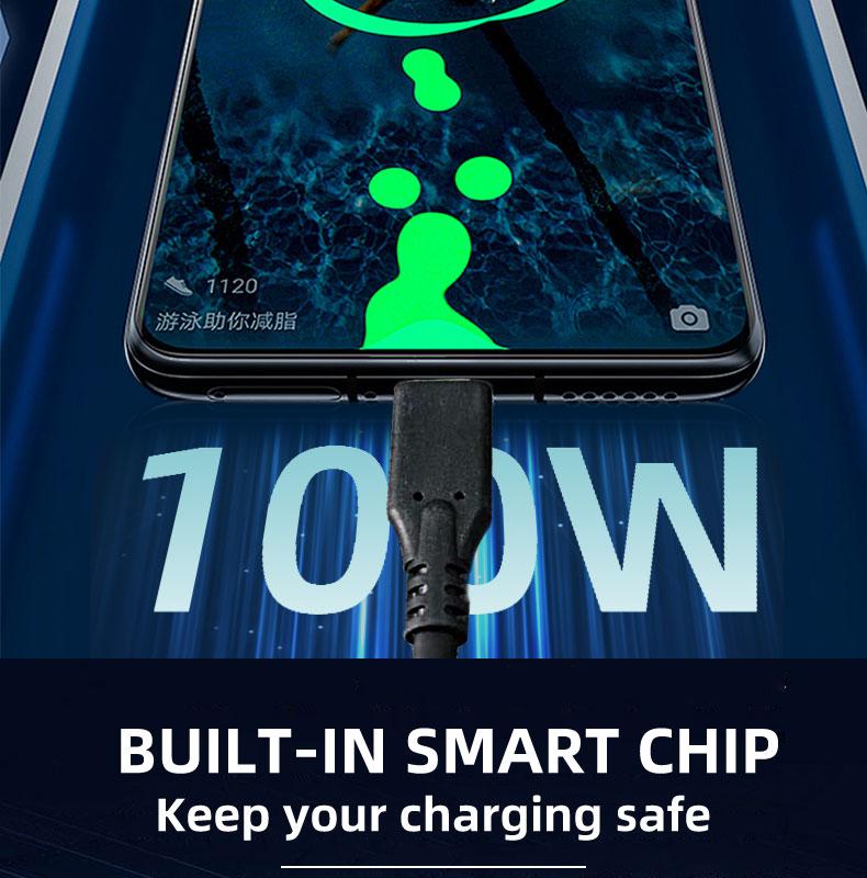0.5M C To C 100W USB-C Type-C Fast Charging Data Cable Bio Quick Charger Android Mobile Phones Nylon Material Micro Connectors