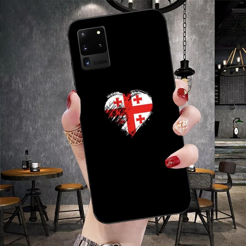 Georgia Flag Phone Case For Samsung Galaxy S6 S7 S8 S9 S10 S21 S22 Plus Ultra Soft Black Phone Cover
