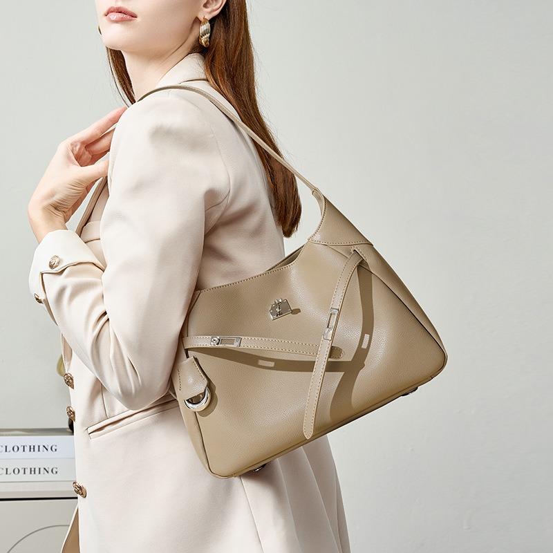 Autumn and winter new leather large-capacity shoulder tote bag, niche design high-end underarm bag for women