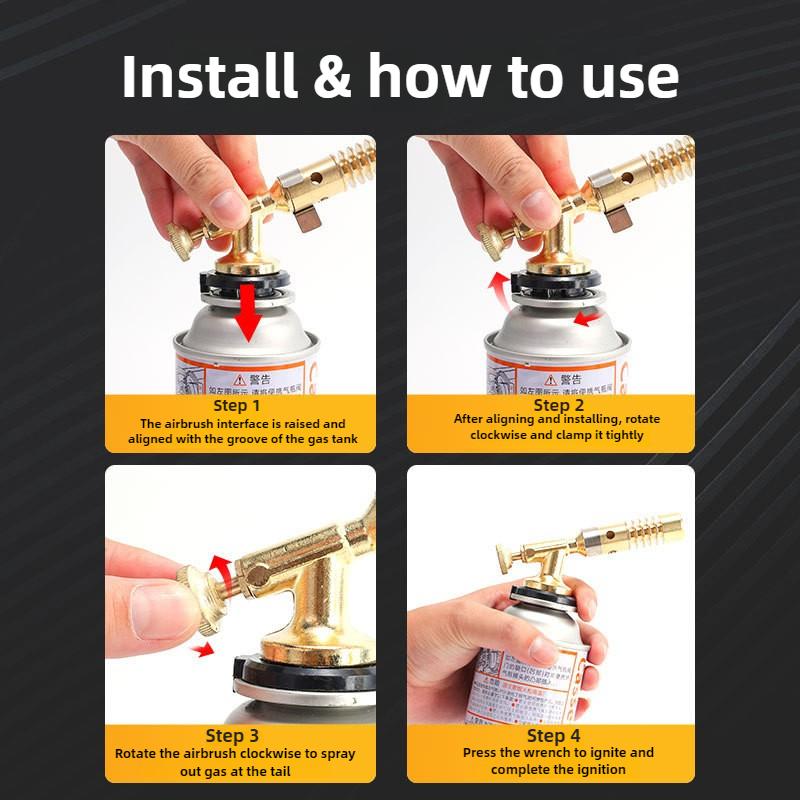 Portable Gas Flame Gun, Butane High-temperature Welding Gas Lighter, Outdoor Camping Barbecue Gas Spray Gun, Burner Nozzle