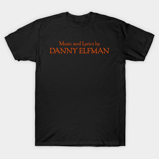 Men Black Print T-shirt Music And Lyrics By Danny Elfman No-Cut Transfer Paper Print Cotton Tshirt L чёрный