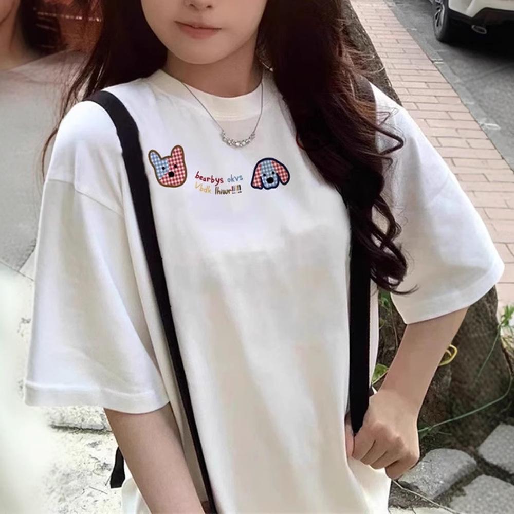 Summer new cartoon cute puppy short-sleeved T-shirt female sweet wind design casual versatile loose girl top