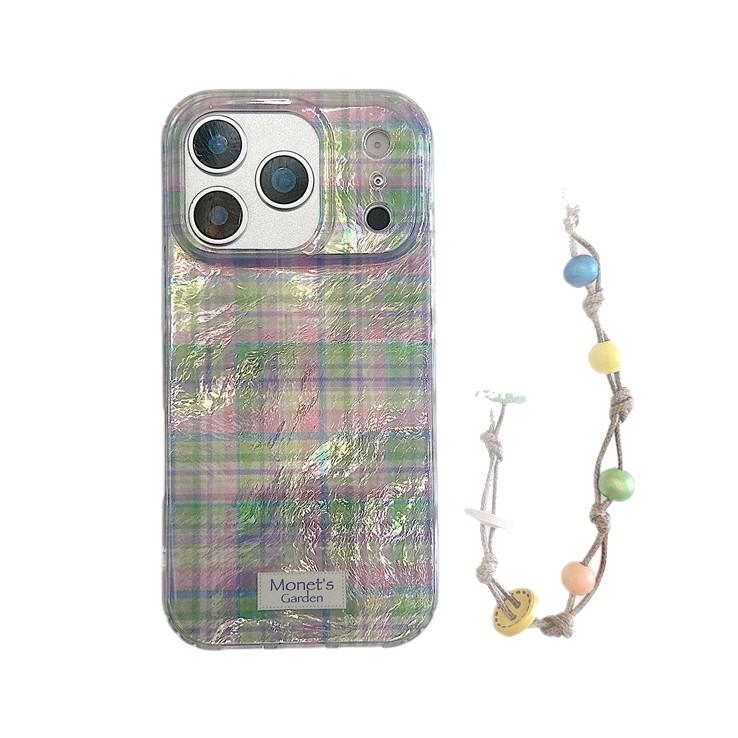 High-End Tin Foil Texture Plaid Phone Case for iPhone 17 Pro Max / 16 Pro / 15 Pro