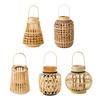 Stylish Woven Bamboo Candle Holder Lantern Rustic Decor for Living Room Table Mantel Farmhouse Home Decorations