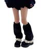Winter Ruffle Kant Verfraaide Lange Sokken Rekbare Thermische Pluche Beenwarmers Hoezen met Strikken Accent Voor Dames Kousen