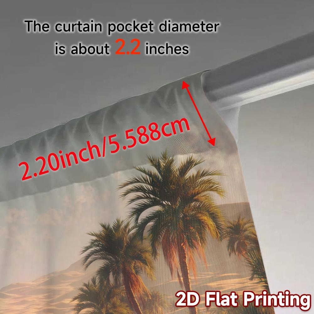2pcs, 2D FLAT PRINTING Curtains (Without Rod) Desert Oasis Print Chic Curtains Versatile Polyester Curtains Outdoor Decorations