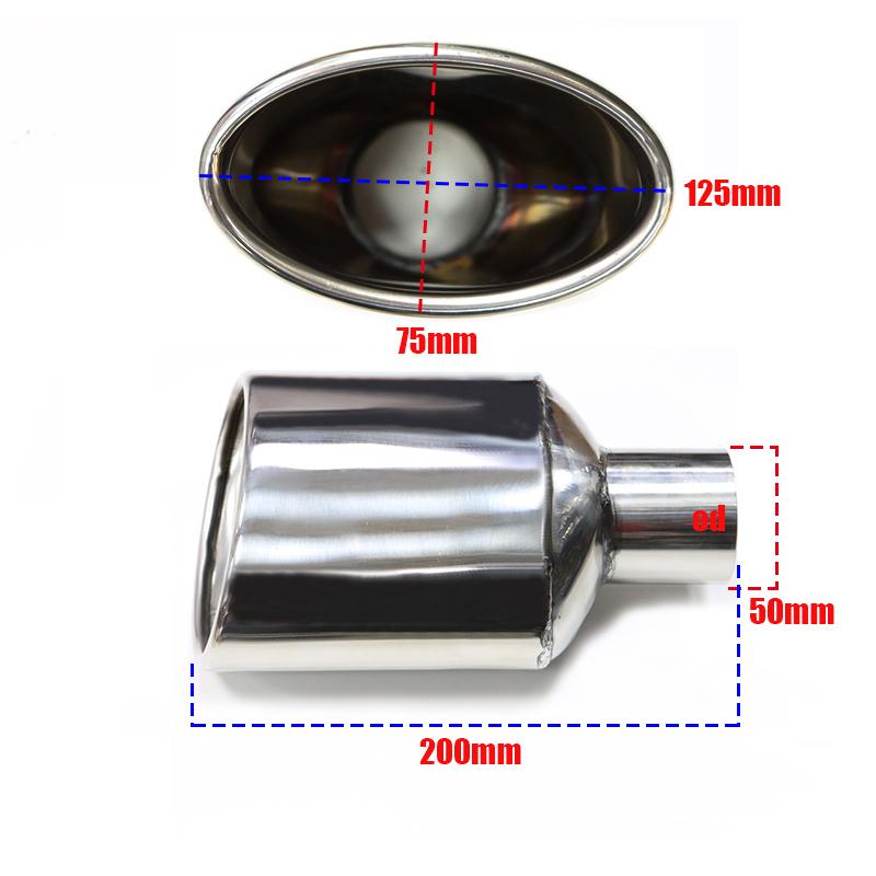 Car Universal Oval Exhaust Tip Stainless Steel For Benz W204 Class C Muffler Tip 47mm Inlet Single Out Exhaust Pipe Car Tuning