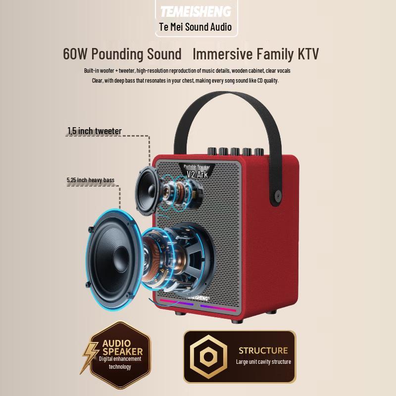 TEMEISHENG Ark V12 Portable Bluetooth Party Speaker CN Plug (adapter Included) (CN Version)