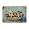 Retro Tin Puppy Christmas Toys Metal Wall Sign 20x30cm Holiday Home Decor