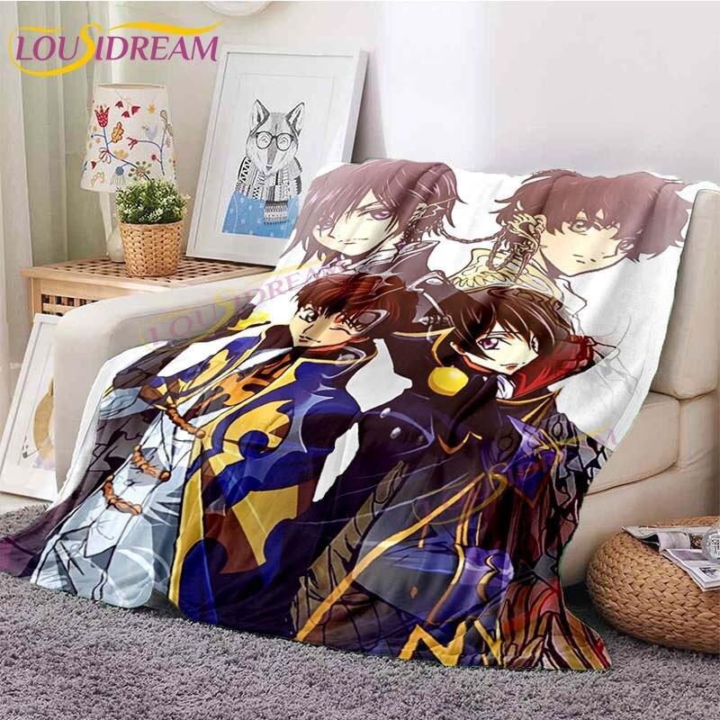 Classic Anime Blanket Code Geass Flannel Throw Blanket Lelouch Chair Sofa Lazy Blankets Cartoon Blankets for Home Bedroom Travel