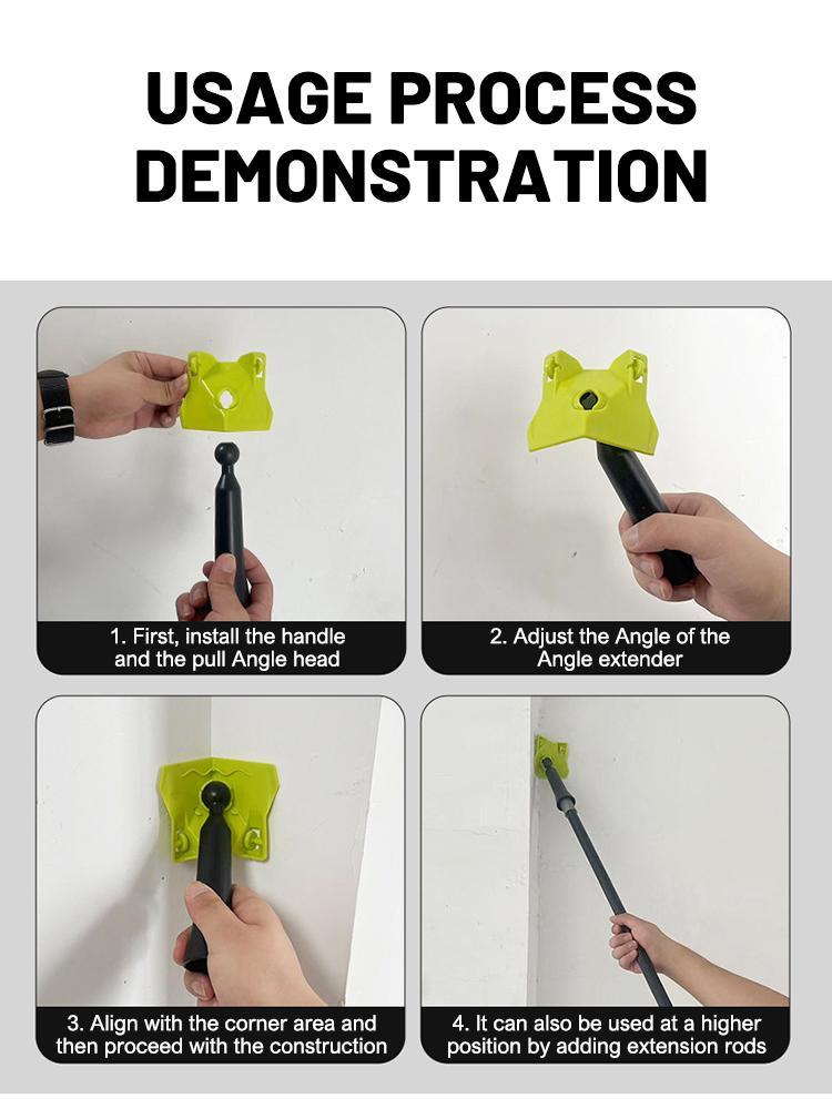 Drywall Corner Scraper Putty Finisher Stucco Shovel Spatula Spade Removable 360° Connecting Rod for Floor Wall Corner Paint Tool