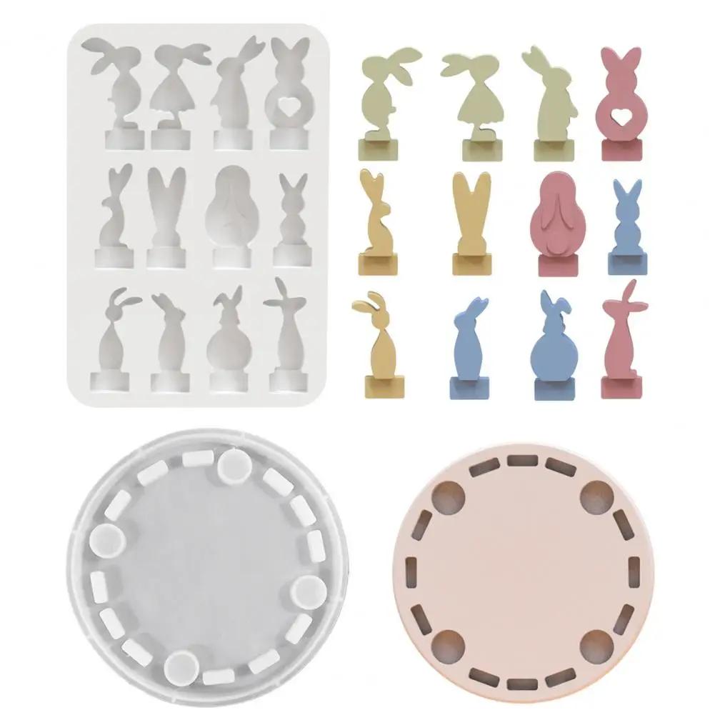 1/2Pcs Easter 3D Rabbit Mold Silicone Candle Making Mold Easy Release Easter Bunny Plaster Mold Multipurpose Bunny Casting Molds