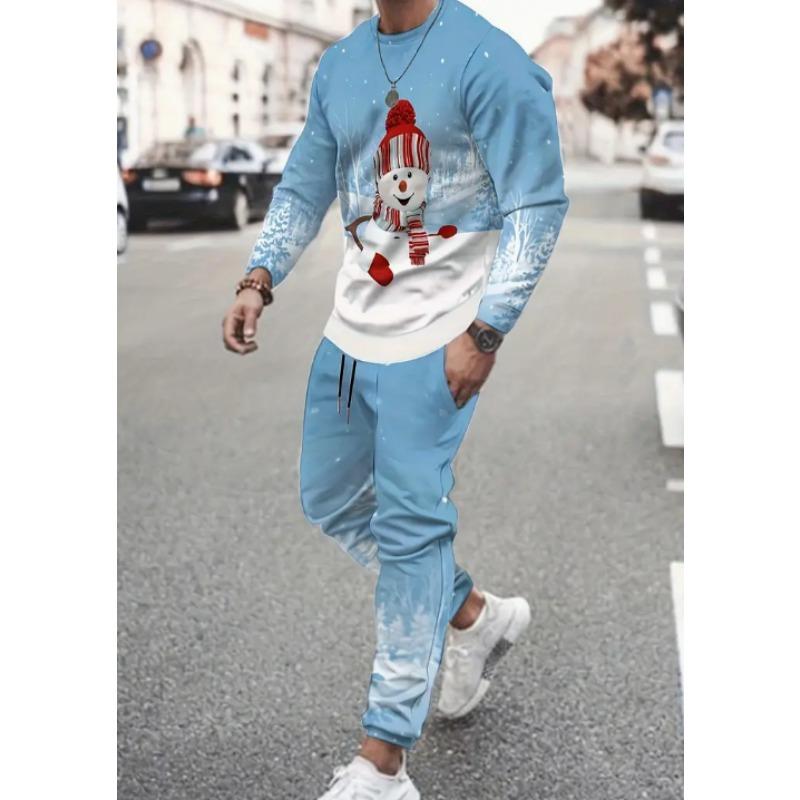 Christmas Clothing Set Spring Autumn Men Women Fashion 3D Printing Fashion Casual Sportswear Sweatshirt Jogging Pants 2Pcs Sets