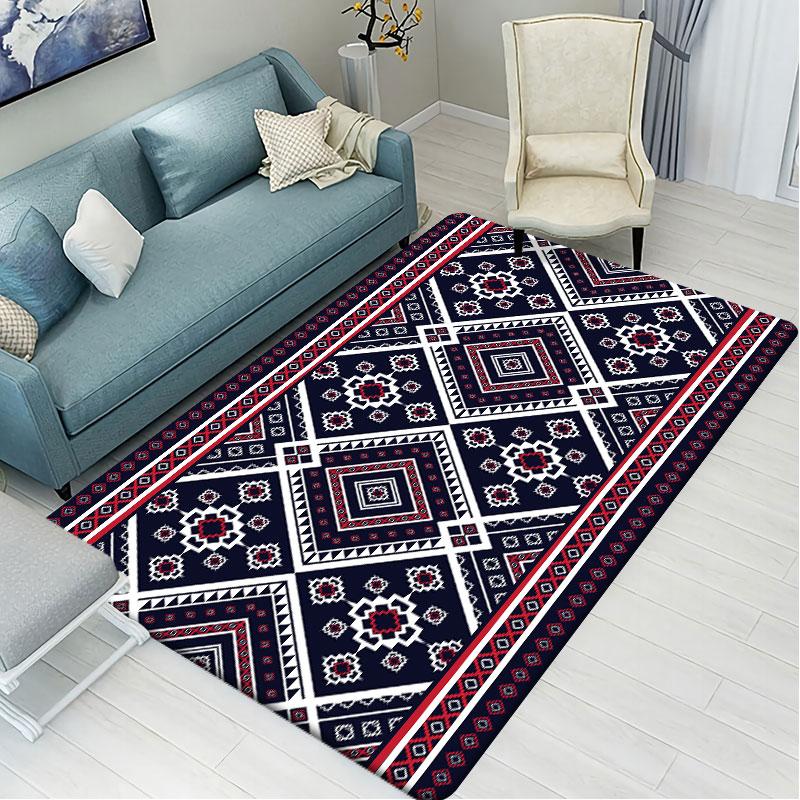 Ethnic Style Carpet Living Room Home Area Carpet Bedroom Bedside Modern Non-slip Floor Mat