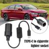 Car Cigarette Lighter Socket Plug Connector Adapter USB Type C 5V To 12V Converter Adapter Wired Controller Auto Interior Access