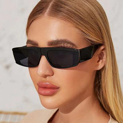 Vintage Rectangle Sunglasses Women Fashion Non-polarized Square Small Frame Mirror Sun Glasses One Piece Sun Glasses Female