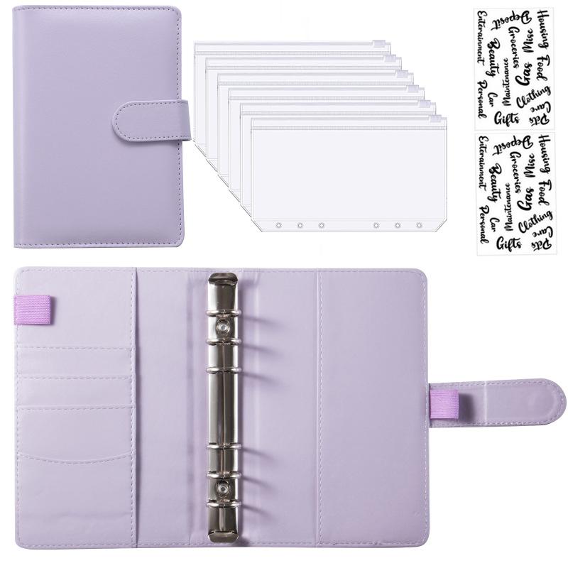 A6 PU Leather Budget Binder Notebook Cash Envelopes System Set,with Binder Pockets for Money Budget Saving Bill Organizer