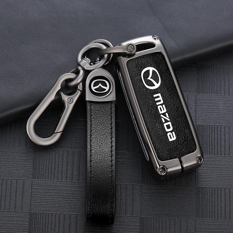 Leather Car Key Case Cover Shell For Mazda 2 3 6 Demio Atenza Axela CX-5 CX5 CX-3 CX7 CX-9 3 4 CX30 2016 2017 2018 2019 Keychain FF29