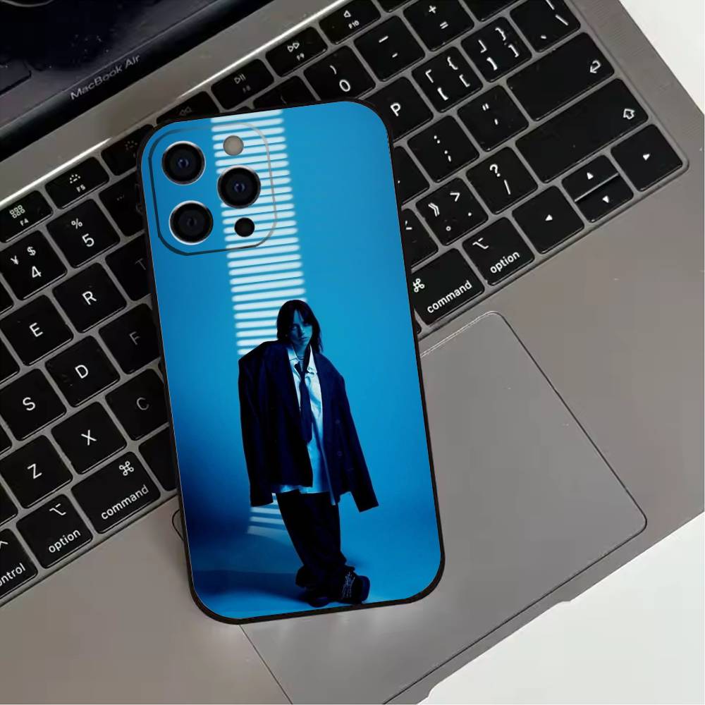 

Billie B-BLUE Eilish singer Phone Case For iPhone 17,16,15,14,13,12,11 Plus,Pro Max,XS,Soft Silicone Black Cover iPhone11PROMAX