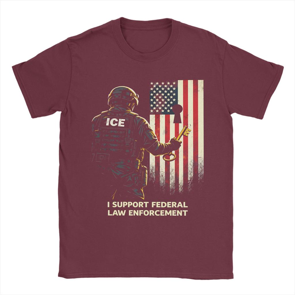 Summer ICE Agent I Federal Law Enforcement Popular T Shirts  Cotton Tee Shirt for Men Aesthetic Design Short Sleeve Tops