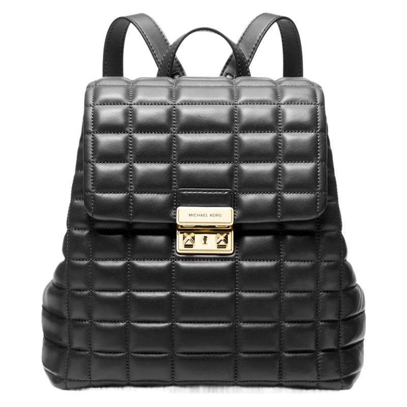 

Michael Kors MK Tribeca Front Logo Lambskin Backpack Small Women Backpack Black 30F5G2RB1L-001 Basic Set (Bag+Dust Bag)